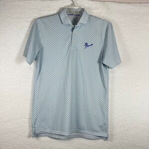 Holderness & Bourne Men's M Tailored Polo Southern Hills Palm Print White Teal